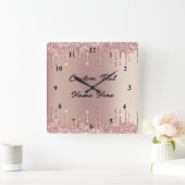 Rose Gold-Glitzer-Wandanzeige mit benutzerdefinier Quadratische Wanduhr (Zuhause)
