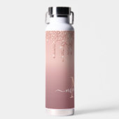 Rose Gold Glitzer Wasser Flasche Individuelle Name (Vorne)