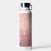 Rose Gold Glitzer Wasser Flasche Individuelle Name (Rückseite)