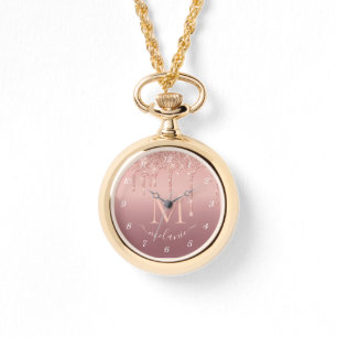 Rose Gold Glitzer Watch mit Individuelle Name Lett Armbanduhr