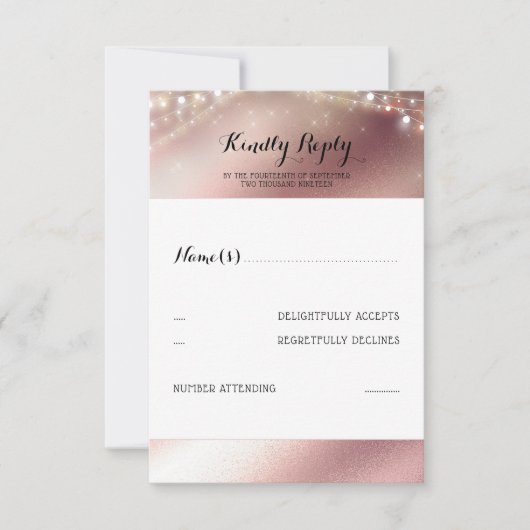 Rose Gold Glitzer Wedding RSVP (Vorderseite)