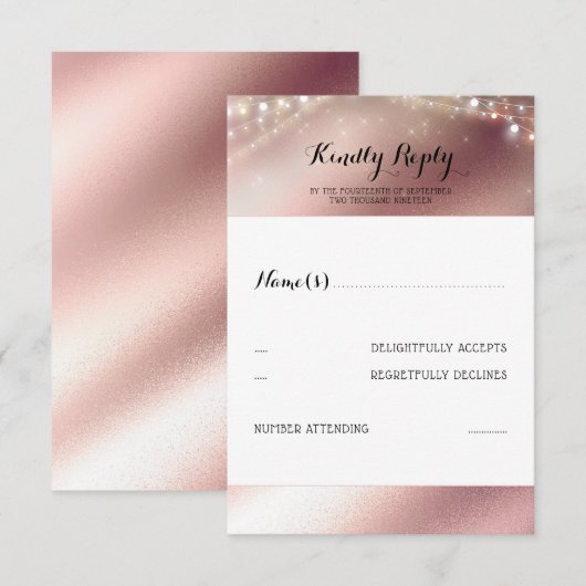 Rose Gold Glitzer Wedding RSVP (Vorne/Hinten)