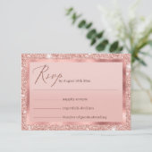 Rose Gold Glitzer Wedding RSVP Card (Stehend Vorderseite)