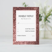 Rose Gold Glitzer Wedding RSVP Card (Stehend Vorderseite)
