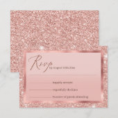 Rose Gold Glitzer Wedding RSVP Card Karte (Vorne/Hinten)