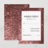 Rose Gold Glitzer Wedding RSVP Card Karte (Vorne/Hinten)