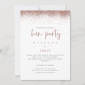 Rose Gold Glitzer Weekend Weinroute Henne Party Einladung (Vorderseite)
