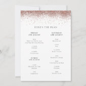 Rose Gold Glitzer Weekend Weinroute Henne Party Einladung (Rückseite)