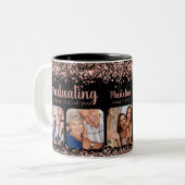 Rose Gold Glitzer wegen Ihnen 5 Foto Grad Zweifarbige Tasse (Vorderseite Links)