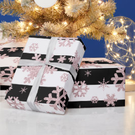 Rose Gold Glitzer Weihnachten Snowflake Muster Geschenkpapier
