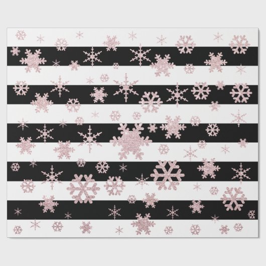 Rose Gold Glitzer Weihnachten Snowflake Muster Geschenkpapier (Flach)