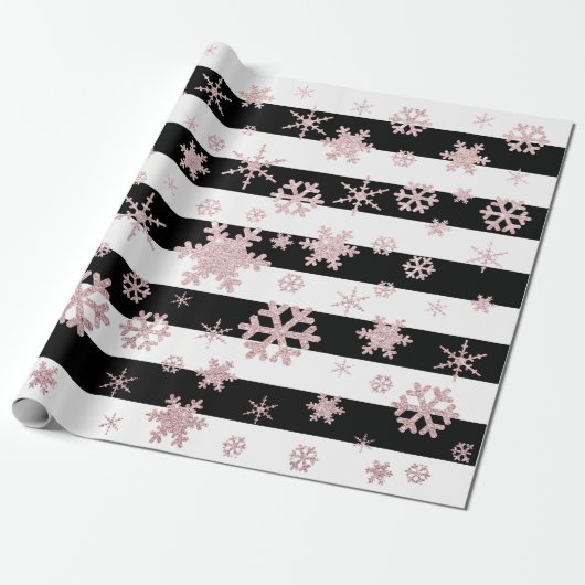 Rose Gold Glitzer Weihnachten Snowflake Muster Geschenkpapier (Ungerollt)