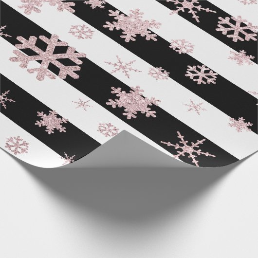 Rose Gold Glitzer Weihnachten Snowflake Muster Geschenkpapier (Ecke)