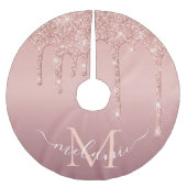 Rose Gold Glitzer Weihnachtsbaum Rock Individuelle Polyester Weihnachtsbaumdecke (Vorderseite)
