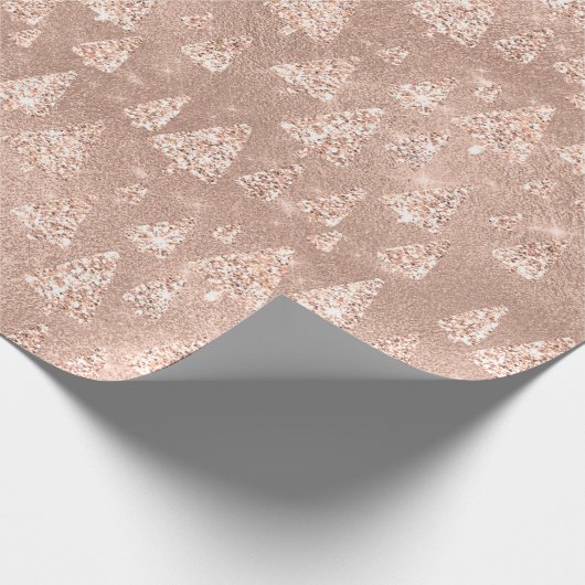 Rose Gold Glitzer Weihnachtsbaum Spark Joy New Yea Geschenkpapier (Ecke)