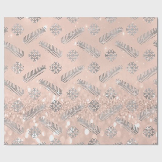 Rose Gold Glitzer Weihnachtsbaum Weihnachtsfeierta Geschenkpapier (Flach)