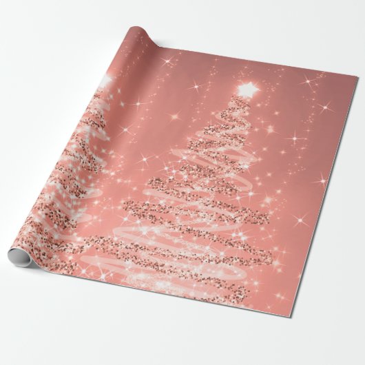 Rose Gold Glitzer Weihnachtsbaumen Urlaub  Geschenkpapier (Ungerollt)