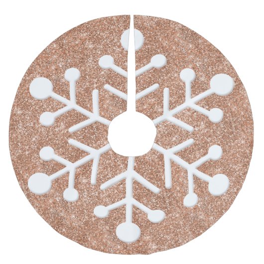 Rose Gold Glitzer Weihnachtsbaumrock Polyester Weihnachtsbaumdecke (Vorderseite)