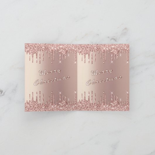 Rose Gold Glitzer Weihnachtskarte Karte (Innenseite)
