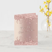 Rose Gold Glitzer Weihnachtskarte Karte (Gelbe Blume)