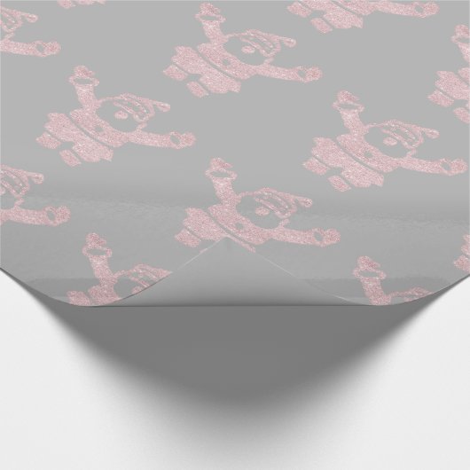 Rose Gold Glitzer Weihnachtsmann Weihnachten Muste Geschenkpapier (Ecke)
