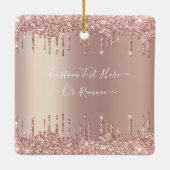 Rose Gold Glitzer Weihnachtsschmuck Custom Text (Rückseite)