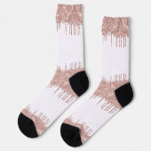 Rose Gold Glitzer Weiße Socken (Linkes Detail)