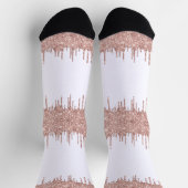 Rose Gold Glitzer Weiße Socken (Oben)
