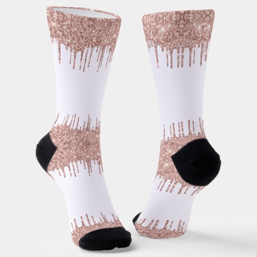 Rose Gold Glitzer Weiße Socken (Gewinkelt)