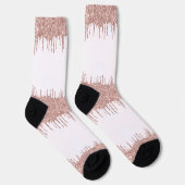 Rose Gold Glitzer Weiße Socken (Rechts)