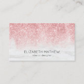Rose Gold Glitzer Weißer Marmor glänzend Visitenkarte (Vorderseite)