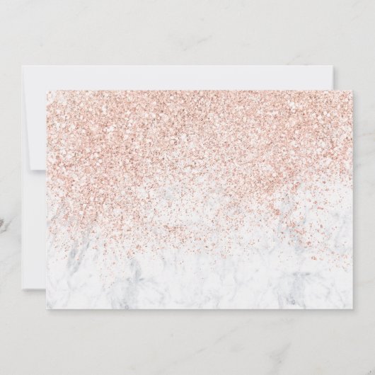 Rose Gold Glitzer weißes Marmor Foto Süß 16 Einladung (Rückseite)