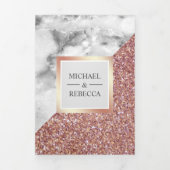 Rose Gold Glitzer Weißmarmor auf einer Hochzeit Dreifach Gefaltete Einladung (Cover)