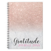 Rose Gold Glitzer Weißmarmor Dankeschön Journal Notizblock (Vorderseite)