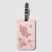 Rose Gold Glitzer Weltkarte Blush Marmor Gepäckanhänger (Vorderseite Vertikal)