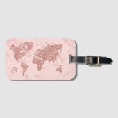 Rose Gold Glitzer Weltkarte Blush Marmor Gepäckanhänger (Vorderseite (Horizontal))