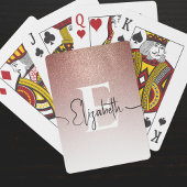 Rose Gold Glitzer White Monogram Black Script Name Spielkarten
