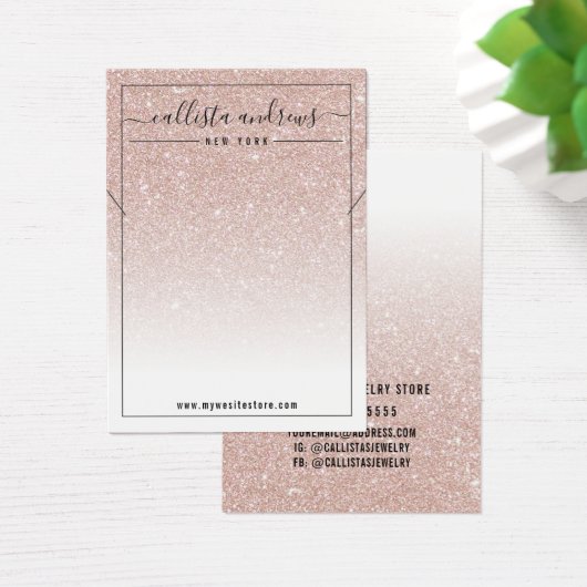 Rose Gold Glitzer White Necklack Display Card (Schreibtisch)