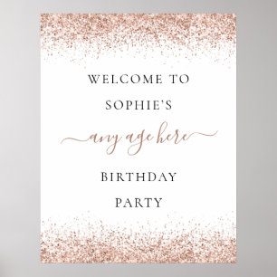 Rose Gold Glitzer Willkommen bei jeder Geburtstags Poster