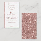 Rose Gold Glitzer Windeln Raffle Baby Dusche Begleitkarte (Vorne/Hinten)