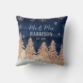 Rose Gold Glitzer Winterwald Mr. und Mrs. Kissen (Rückseite)