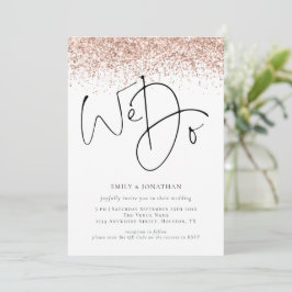 Rose Gold Glitzer Wir machen QR Hochzeit Einladung