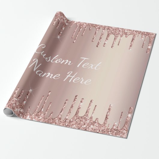 Rose Gold Glitzer Wrapping Paper mit benutzerdefin Geschenkpapier (Ungerollt)