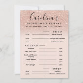 Rose Gold Glitzer Zeitlinie Bachelorette Wochenend Einladung (Vorderseite)