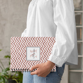 Rose Gold Glitzer Zickzack Muster Monogramm Notizblock