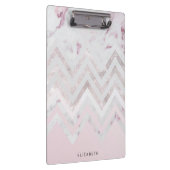 Rose Gold Glitzer Zickzack rosa Marmormonogramm Klemmbrett (Rechts)