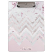 Rose Gold Glitzer Zickzack rosa Marmormonogramm Klemmbrett (Vorderseite)