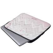 Rose Gold Glitzer Zickzack rosa Marmormonogramm Laptopschutzhülle (Vorne Knopf)