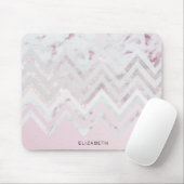 Rose Gold Glitzer Zickzack rosa Marmormonogramm Mousepad (Mit Mouse)