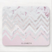 Rose Gold Glitzer Zickzack rosa Marmormonogramm Mousepad (Vorne)